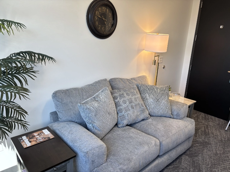 Comfortable seating in the therapy waiting area at Find Your Relationship, Littleton, CO